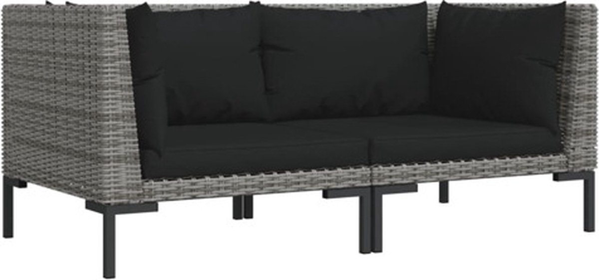 vidaXL - Tuinbanken - 2 - st - met - kussens - halfrond - poly - rattan