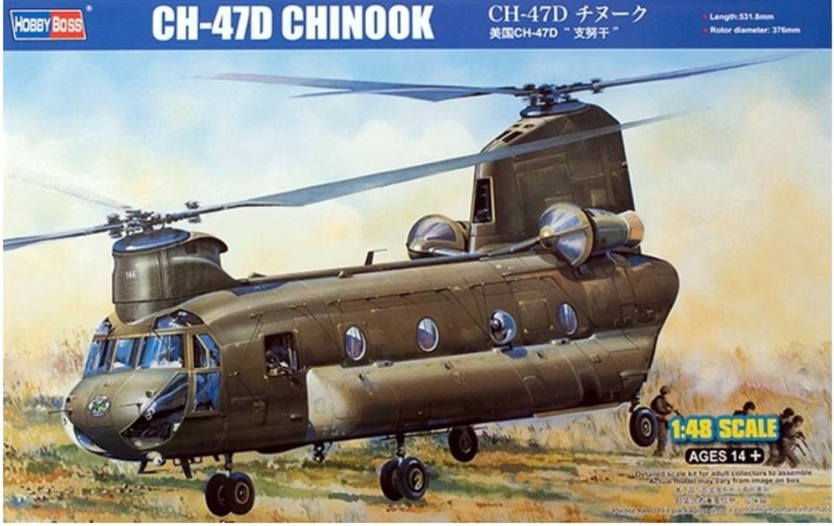 HobbyBoss Modelbouwpakket Militaire voertuigen - 81773 Chinook CH-47D Heli Plastic - 1:48 - Modelbouw