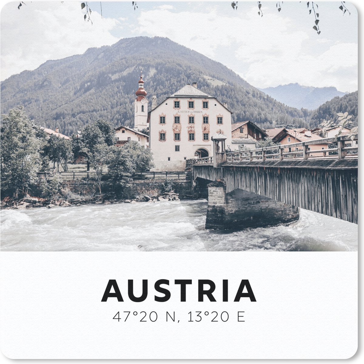 Muismat 30x30 cm - Mousepad Oostenrijk - Rivier - Bomen - Muismatten