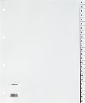 Q-CONNECT alfabetische tabbladen, A4, PP, 24 tabs, grijs