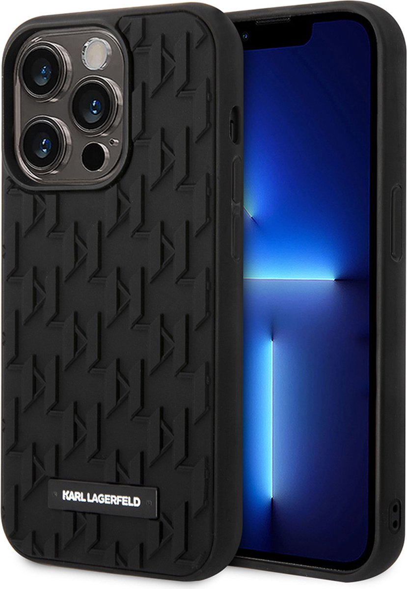 iPhone 14 Pro Backcase hoesje - Karl Lagerfeld - Effen Zwart - TPU (Zacht)