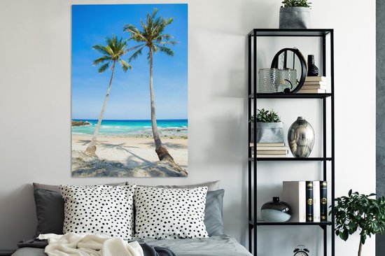 Tableau Plage - Été - Tropical - Palmier - 80x120 cm - Décoration murale