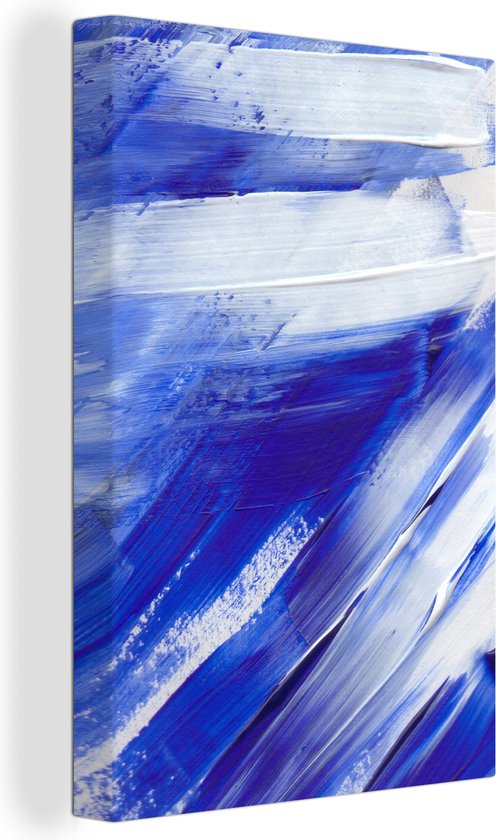 Peinture sur toile - Design - Blauw - 80x120 cm - Décoration murale