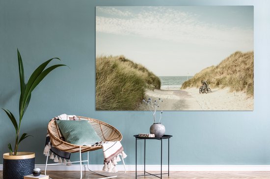 Toile Peinture Plage - Dune - Ciel - 150x100 cm - Décoration murale