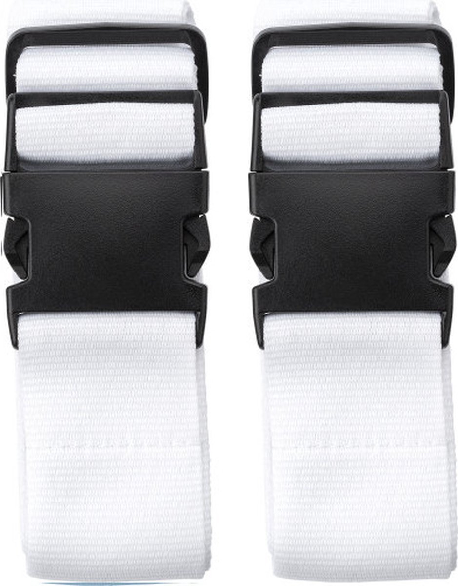 2x stuks Cadebo Kofferriemen 180cm - Verstelbaar - Geschikt voor iedere koffer - Wit