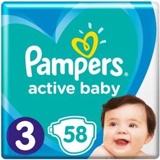 Pampers Active Baby Luiers Maat 3 - 58 Luiers | bol
