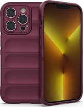Mobigear Hoesje geschikt voor Apple iPhone 14 Pro Telefoonhoesje Flexibel TPU | Mobigear Bumpy Backcover | iPhone 14 Pro Case | Back Cover - Bordeaux Rood