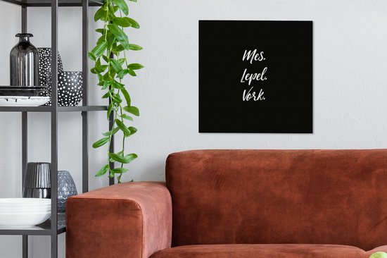 Citations de peinture sur toile - Cuisine - Proverbes - Couteau. Cuillère. Fourchette. - Couverts - 50x50 cm - Décoration murale