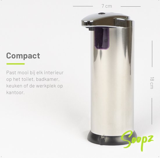 Soopz Fancy Comfort - Automatische zeepdispenser - No touch sensor – Chrome - 280ml – Zeeppompje