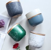 Bloempotten Binnen - Keramiek - Gouden Rand - Bloempot buiten - Afvoergat 24 cm - Blauw Wit – Groot