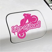 Bumpersticker - Biker On Board - 11,9 X 14,8 - Roze