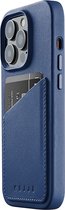 Mujjo - Full Leather Wallet iPhone 14 Pro - blauw