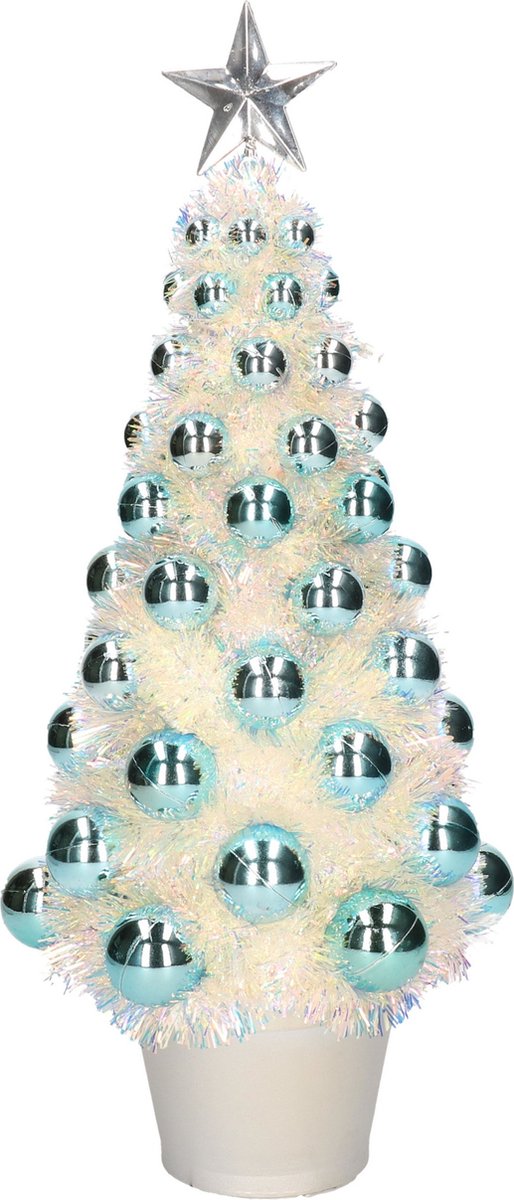 Bol.com Complete kunstkerstboom met lichtjes en ballen blauw - Kerstversiering - Kerstbomen - Kerstaccessoires - Kerstverlichting aanbieding