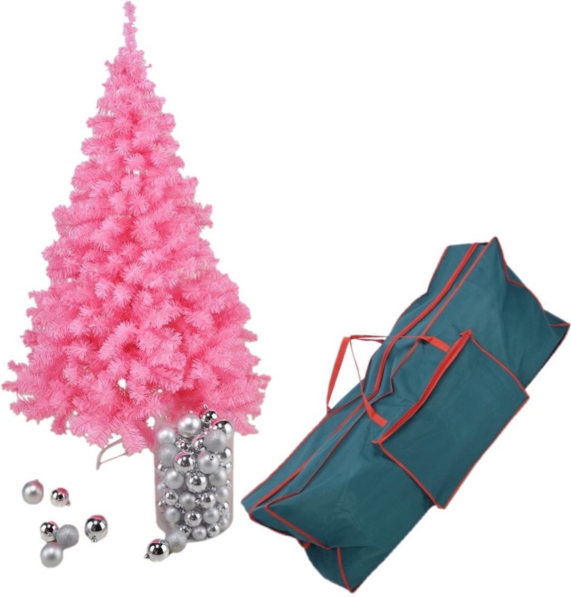 Roze kunst kerstboom/kunstboom 150 cm inclusief opbergzak - Kunstbomen/kunst kerstbomen