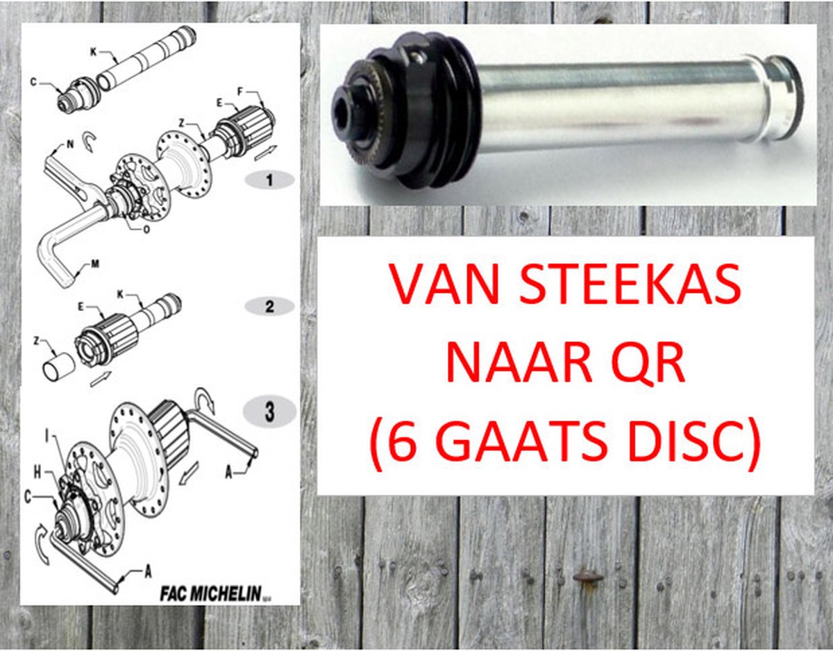 Miche achternaaf adaptor voor steekas naar QR DX m/disc