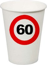 24 x pièces tasses de fête d'anniversaire 60 ans panneau d'arrêt à thème - fournitures de fête d'âge
