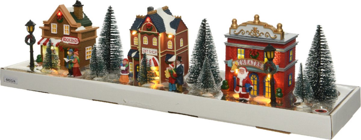 Kerstdorp - 17-delige set - met huisjes, figuren en verlichting - kerstdorpje huisjes en accessoires
