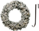 Guirlande de Noël LED verte/blanche 60 cm Neige artificielle Imperial avec pendentif en fer - Décoration de Noël couronnes de branches de sapin