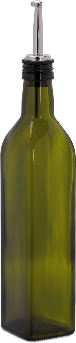 Relaxdays Lot de 4 bouteilles avec bec doseur, pour huile et vinaigre, pour  la cuisine, 500 ml, en verre, vert