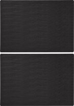 Set van 6x stuks rechthoekige placemats zwart 43 x 30 cm leder look  - Placemats/onderleggers - Tafeldecoratie
