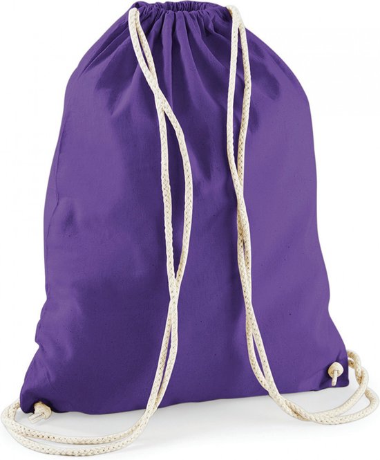 Sac de sport/natation/festival violet avec cordon de serrage 46 x 37 cm en 100% coton - Sacs de sport Kinder