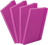 Set de 4x luxe cahiers/carnet rose fuchsia avec élastique format A5 - pages blanches - cahiers-100 pages