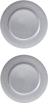 4x stuks diner borden/onderborden zilver met glitters 33 cm