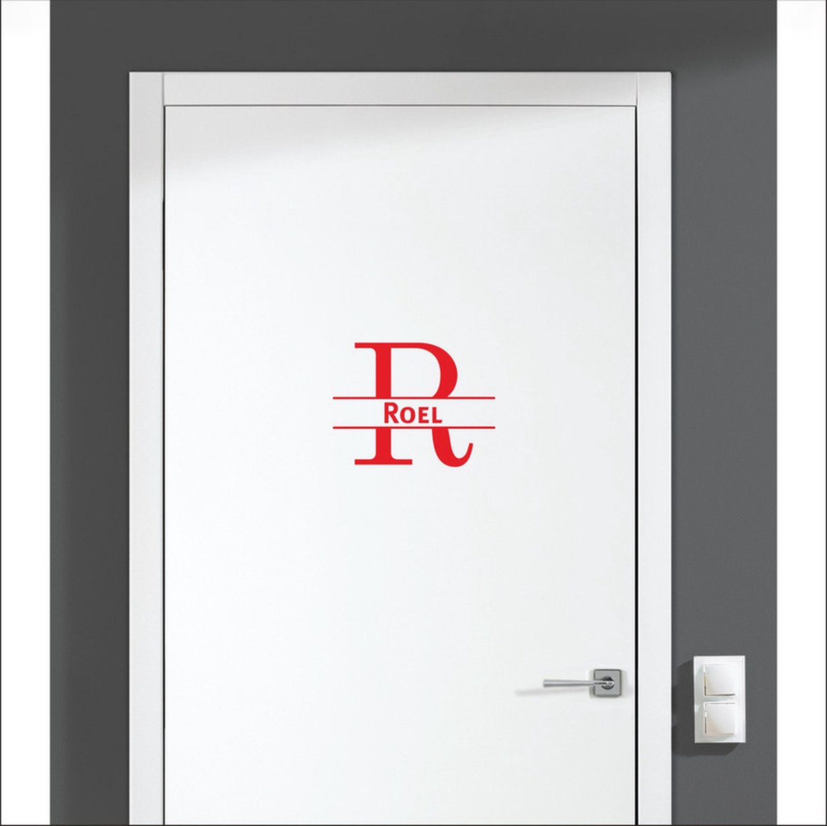 Deursticker Met Naam -  Roel - Rood