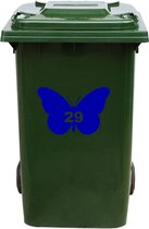 Kliko Sticker / Vuilnisbak Sticker - Vlinder - Nummer 29 - 14x21 - Blauw
