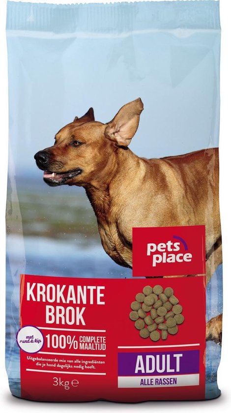 Pets Place Adult Krokante Brokken - Hondenvoer - Gevogelte&Vlees - 3 kg