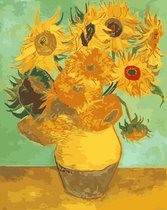 Joeni® Schilderen op nummer - 40x50cm - Stilleven Kunst: Zonnebloemen (van Gogh) - Volwassenen - Geschenkverpakking