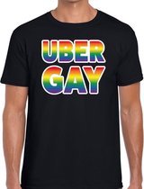 Uber gay regenboog gay pride shirt zwart voor heren M
