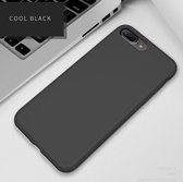Liquid Silicone Back Cover + 9H Full Cover Screen Protector for iPhone 7+ / 8+ _ Zwart