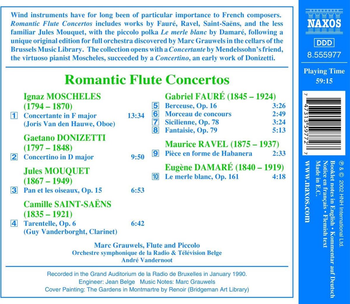 Marc Grauwels - Romantic Flute Concertos (CD), So Rtb | Muziek | bol