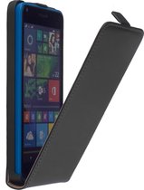 Microsoft Lumia 435 Leder Flip Case hoesje Zwart
