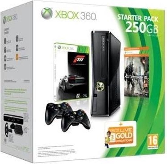 Xbox 360 250GB + 2 controllers + 2 games + Xbox Live Gold: 3 maanden | bol