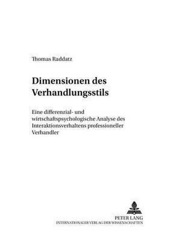 Dimensionen des Verhandlungsstils - cover