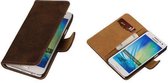 Donker Bruin Hout Samsung Galaxy A3 Hoesjes Book/Wallet Case/Cover