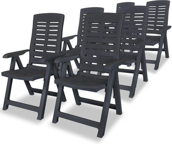 Wissen spier verkoper Verstelbare Tuinstoel Antraciet Plastic 6 STUKS / Tuin stoelen / Buiten  stoelen /... | bol.com