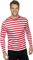 Gestreept shirt wit/rood voor volwassenen 48-50 (M)