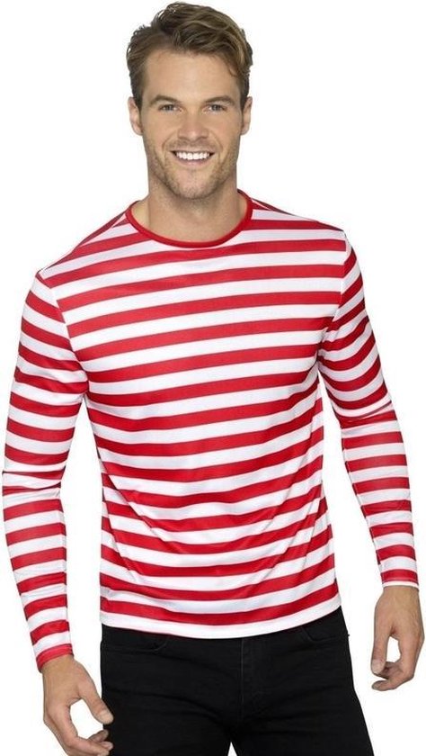 Gestreept shirt wit/rood voor volwassenen 48/50 | bol.com