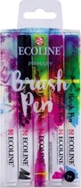 Ecoline “Primary” Brushpennen set van 5 + 1 Blok A3 Ecolinepapier