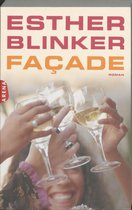 Boek 'Façade' van Esther Blinker. Vier handen met wijnglazen die proosten.