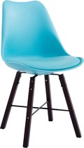 CLP Design retro bezoekersstoel LAFFONT eetkamerstoel, kuipstoel - hout, kunstleer blauw cappuccino