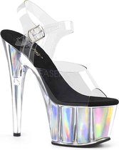 Pleaser - ADORE-708HGI Sandaal met enkelband, Paaldans schoenen - Paaldans schoenen - 36 Shoes - Zilverkleurig
