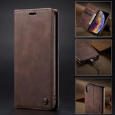 Retro Leren Bookcase - Iphone X/XS Hoesje - Koffiebruin - Caseme