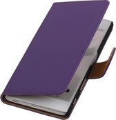 Sony Xperia C5 Ultra - Effen Paars Booktype Wallet Cover