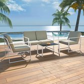 Loungeset textileen wit 12-delig  (incl. Fleecedeken)