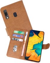 Hoesje Geschikt voor Samsung Galaxy A30 - Kaarthouder Book Case Telefoonhoesje - Bruin