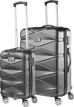 TravelZ Diamond Kofferset | 2-delige Luxe Trolleyset 76 & 55cm | TSA-slot | Zwart